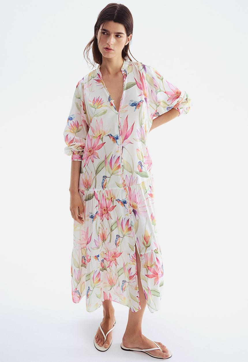 H&M - Tiered maxi dress - white patterned