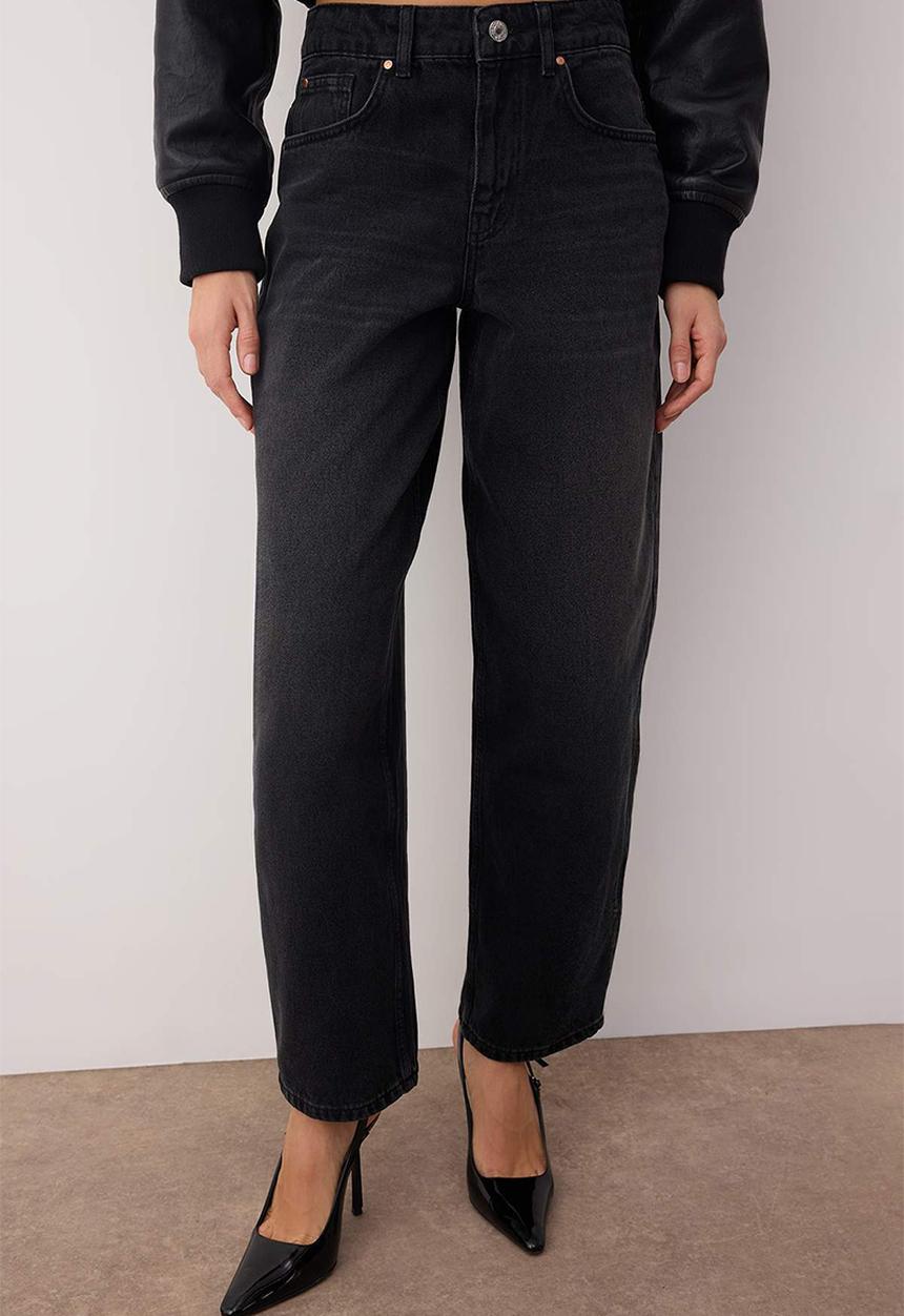 Trendyol - Regular Waist Loose Baggy Jean - Black