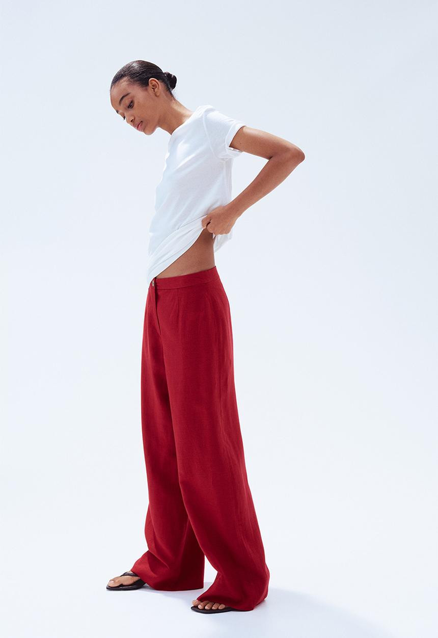 H&M - Linen-blend trousers - red
