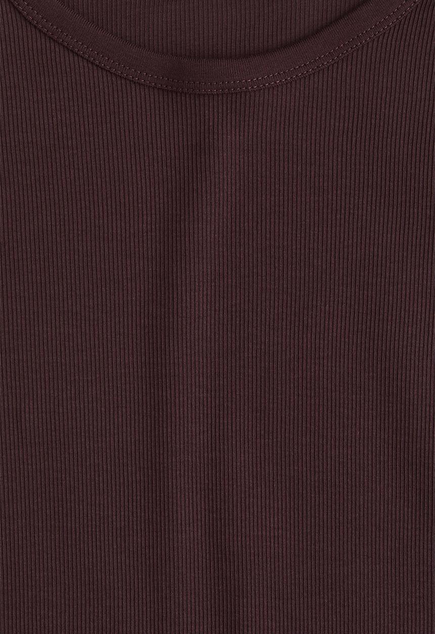 H&M - Ribbed t-shirt - dark brown 