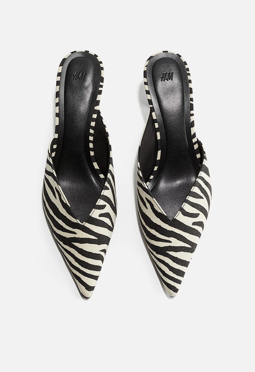 H&M - Pointed mules - black & zebra print