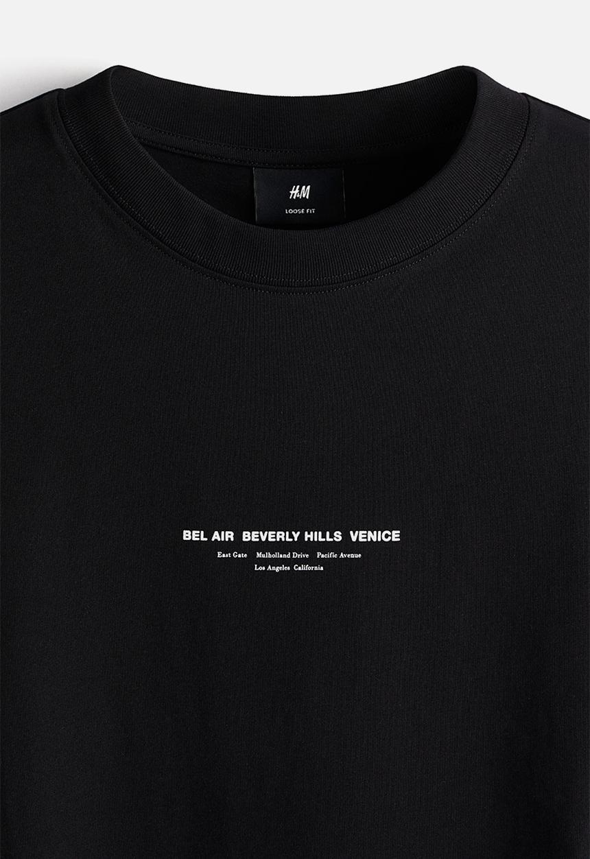H&M - Loose fit printed t-shirt - black la