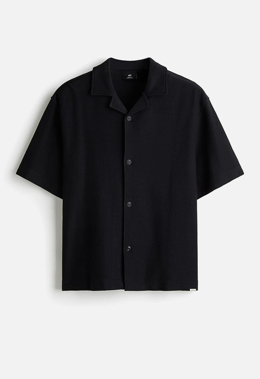 H&M - Loose fit brushed resort shirt - black