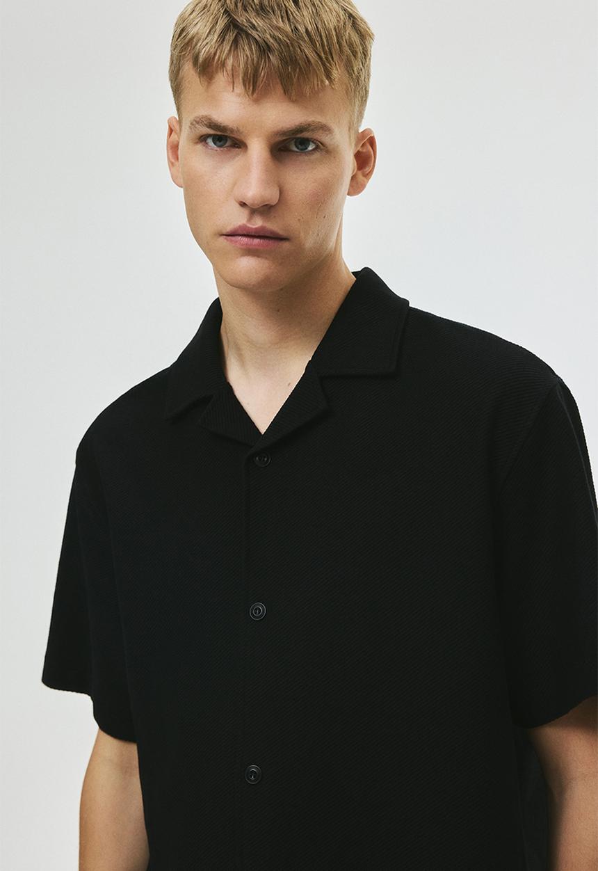 H&M - Loose fit brushed resort shirt - black