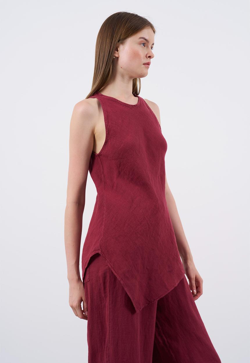 Trendyol - Sleeveless Blouse and Woven Pants - Top Set - Bordeaux