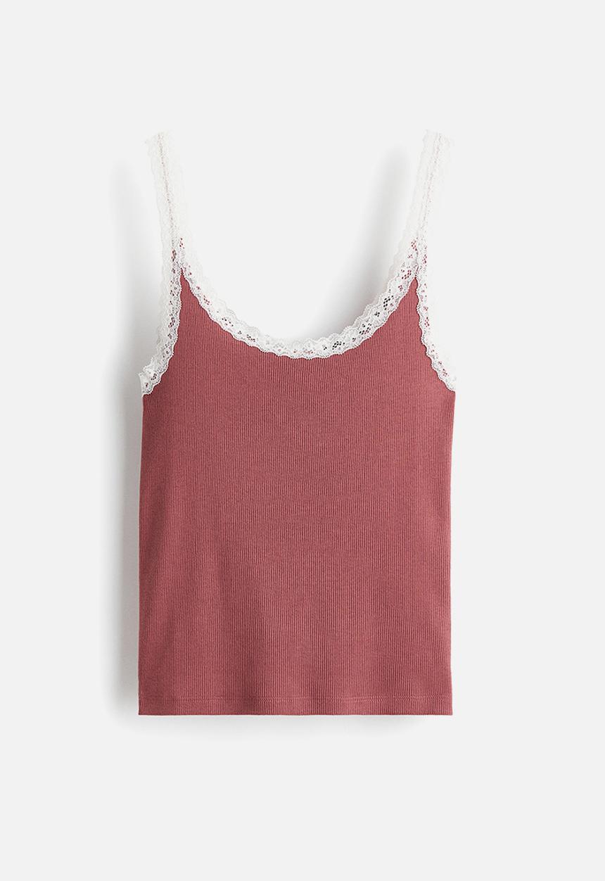 H&M - Lace-trimmed vest top - old rose