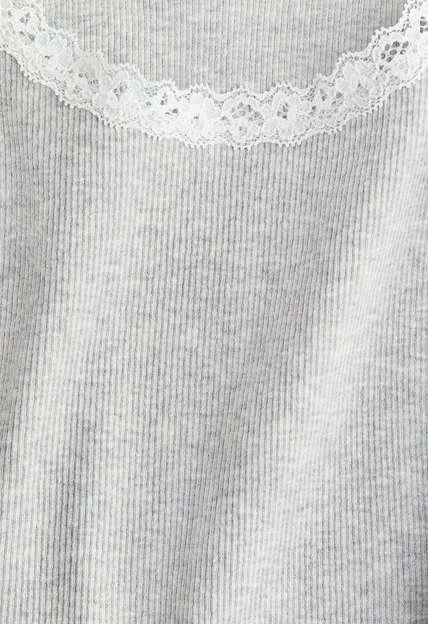 H&M - Lace-trimmed vest top - grey marl