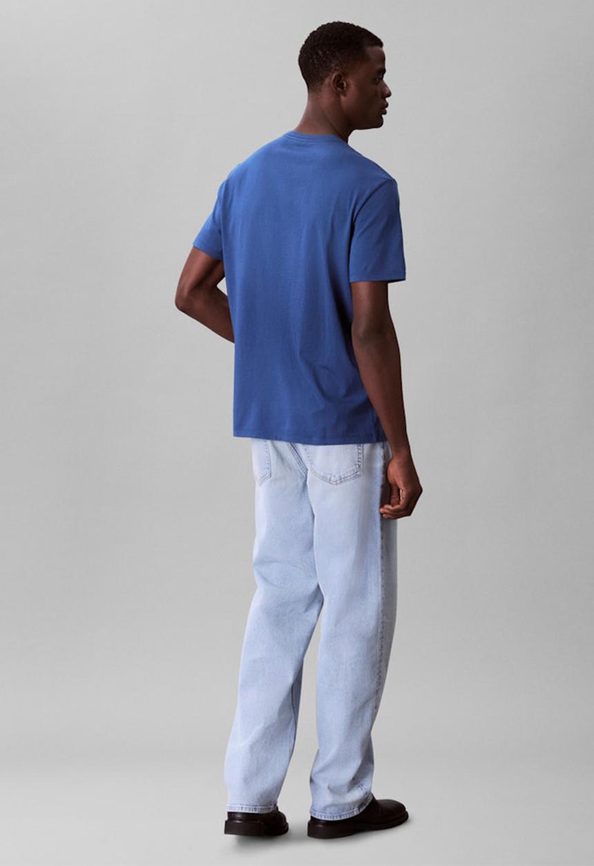 Calvin Klein - Ss Glitched Logo Eu Classic Tee - Blue Jean