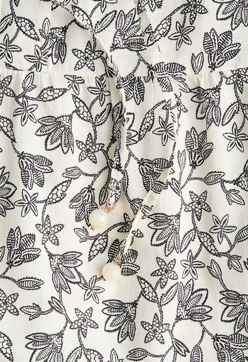 H&M - Long cotton dress - white patterned