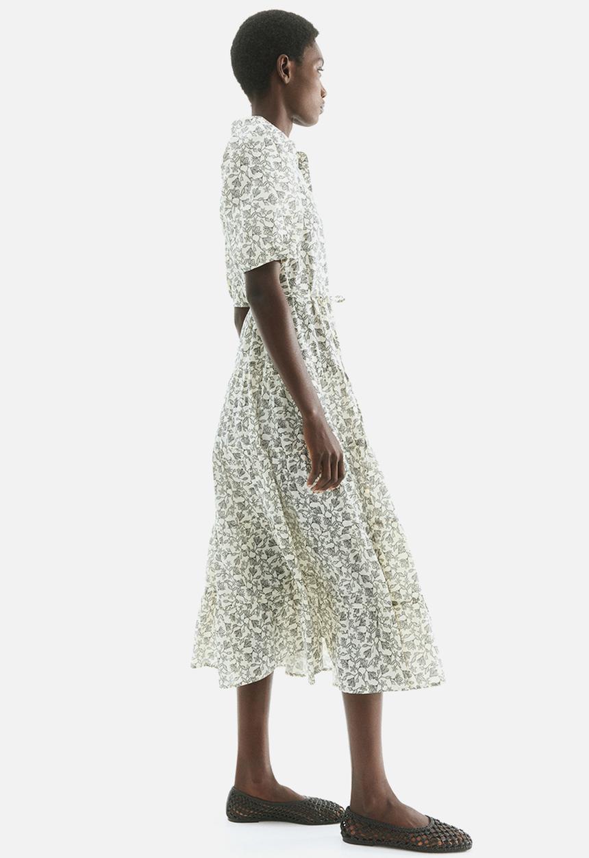 H&M - Long cotton dress - white patterned