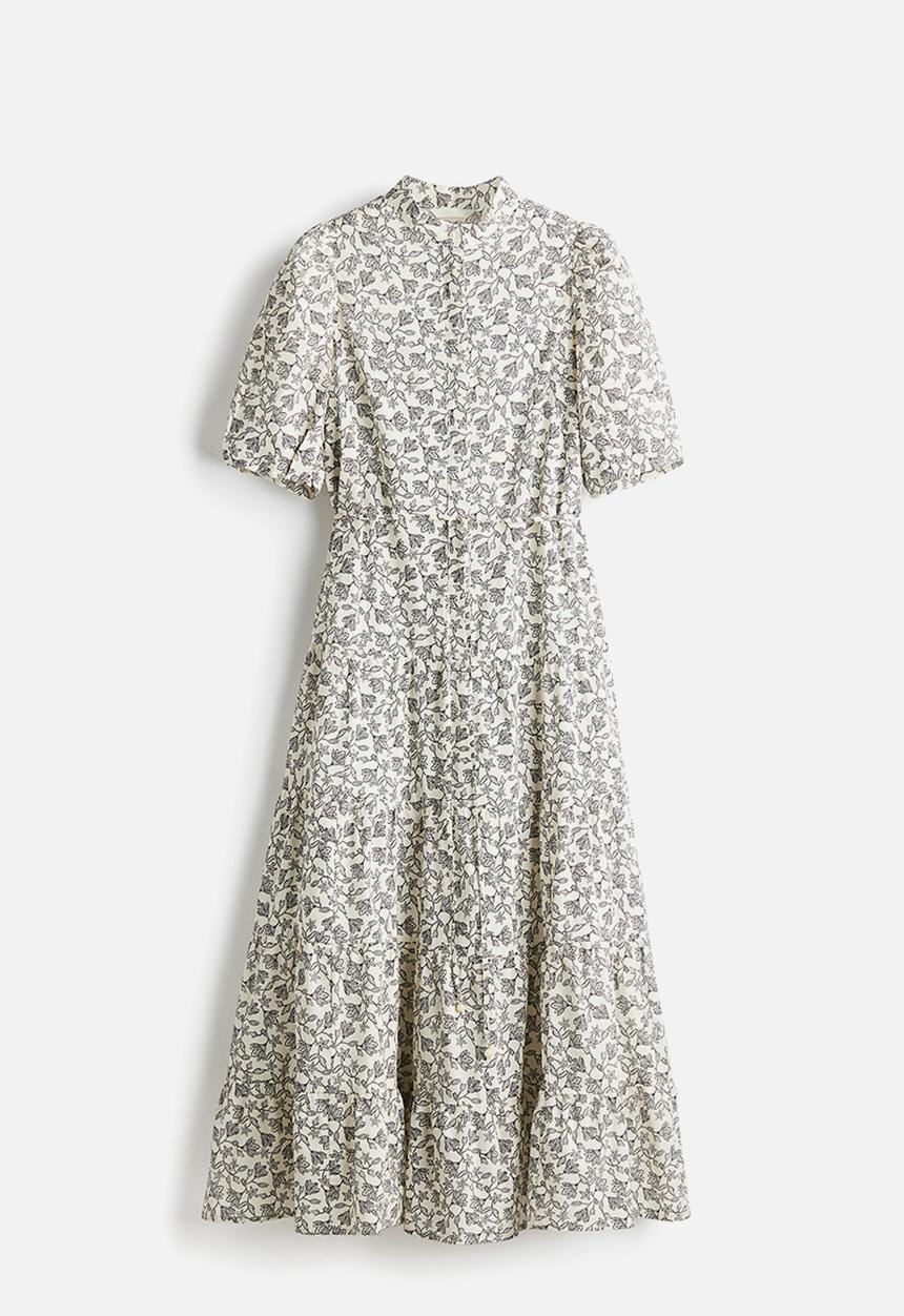 H&M - Long cotton dress - white patterned