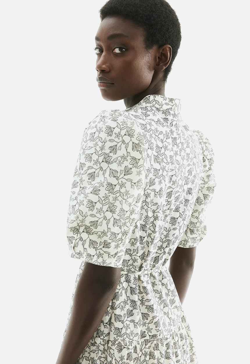 H&M - Long cotton dress - white patterned