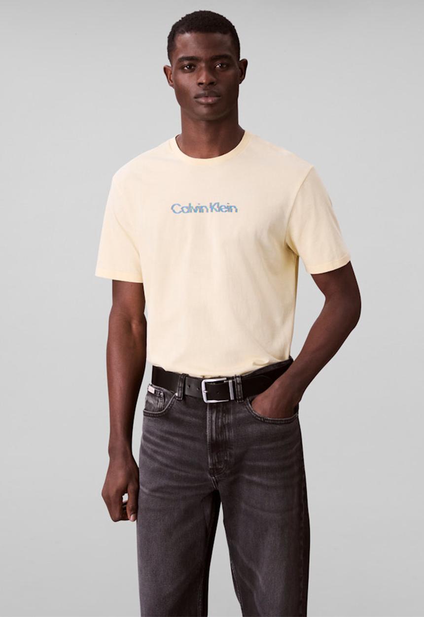 Calvin Klein - Ss Glitched Logo Eu Classic Tee - Sunlight