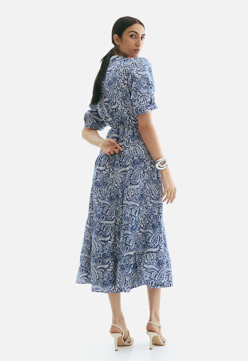 H&M - Long cotton dress - blue paisley pattern
