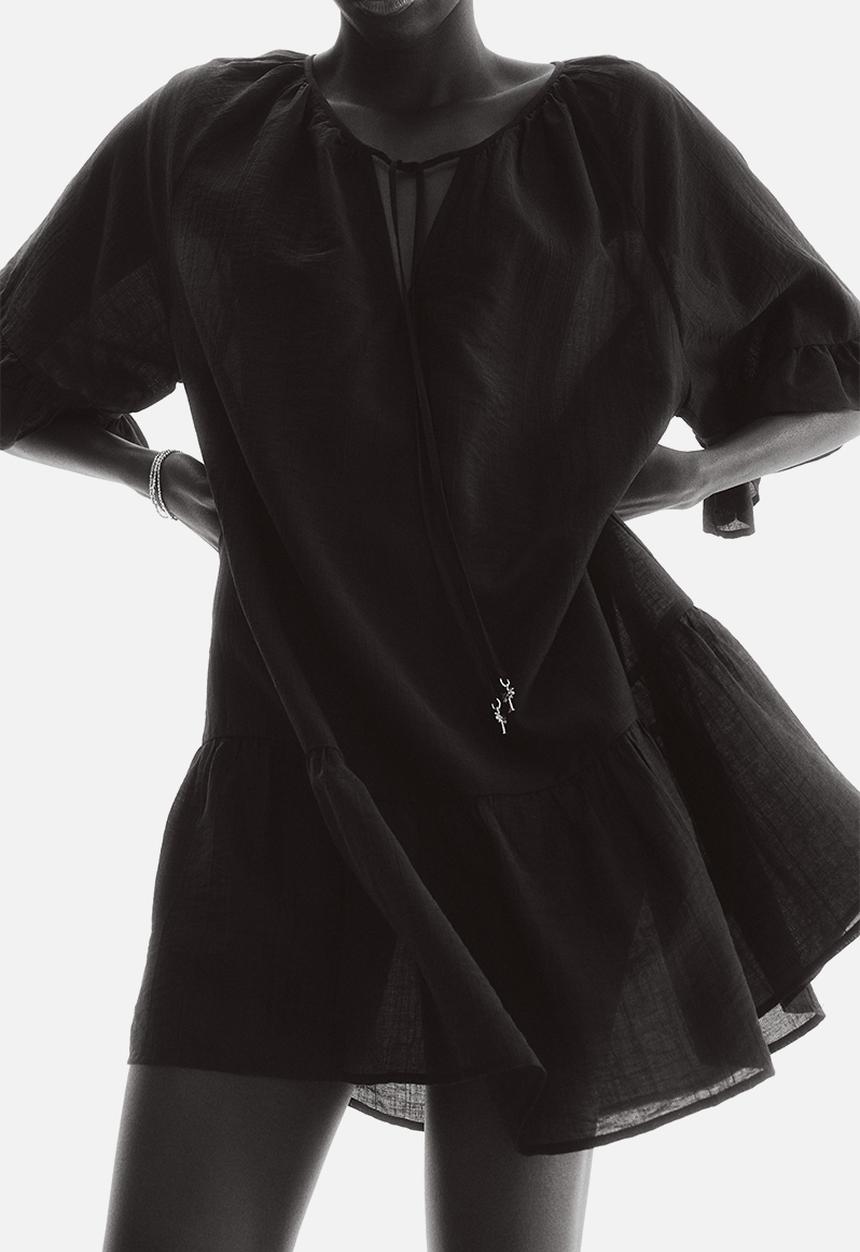 H&M - Tie-detail tunic dress - black
