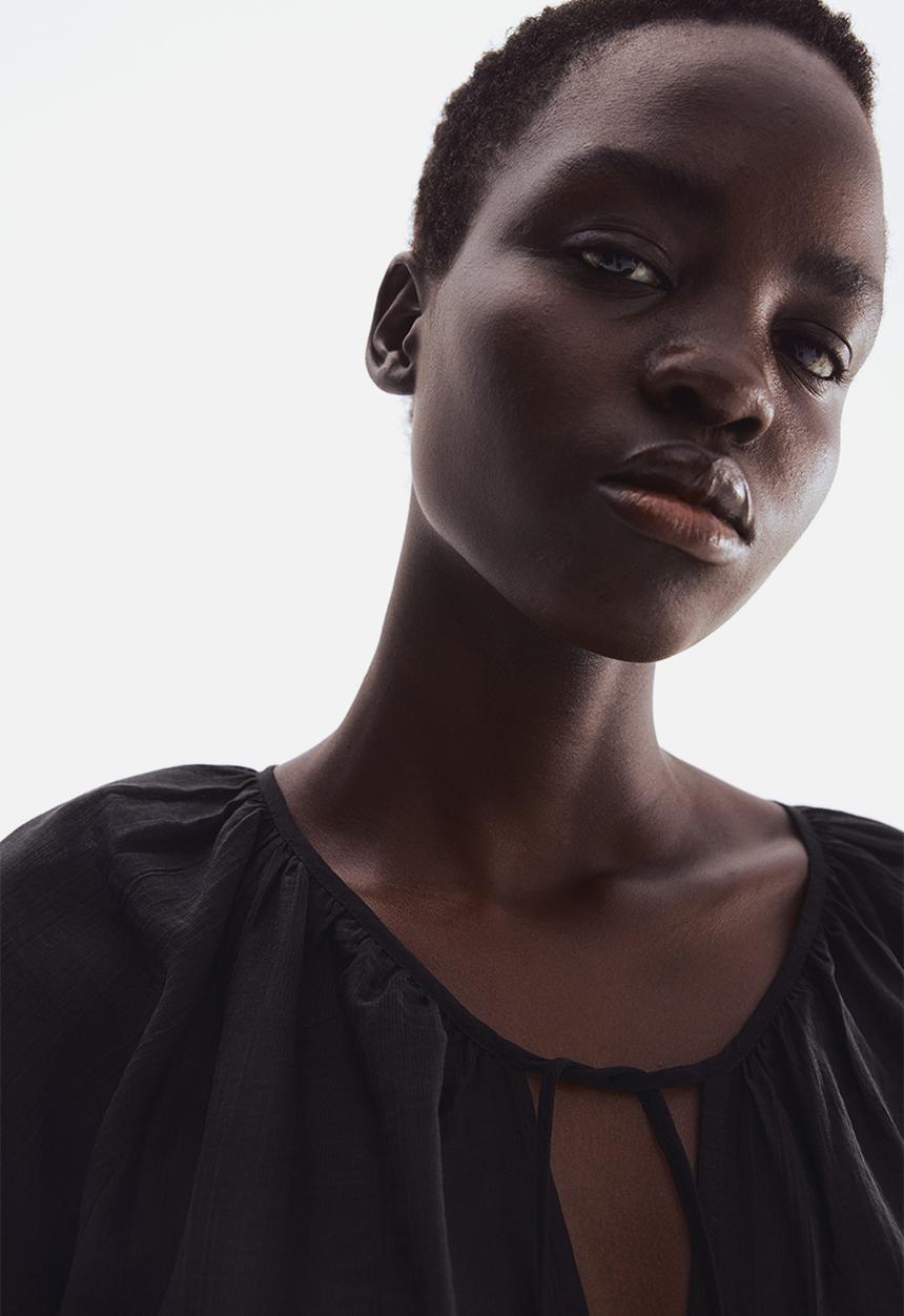 H&M - Tie-detail tunic dress - black