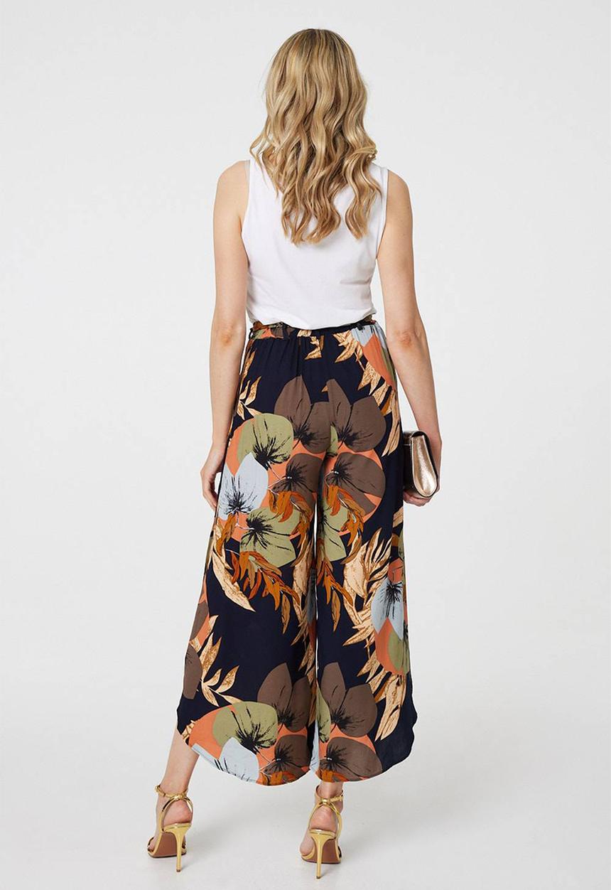 Stella Morgan - Wide Leg Palazzo Knit Pant With Side Slit - Multi