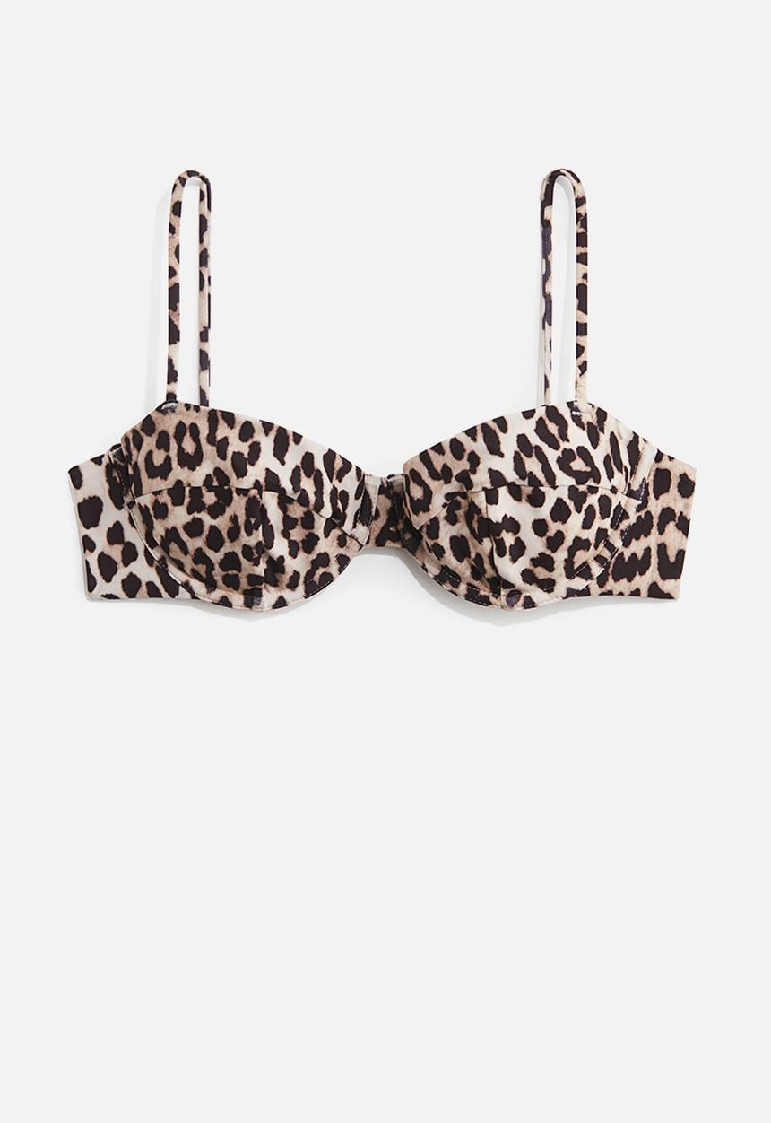 H&M - Bikini top - light beige leopard print