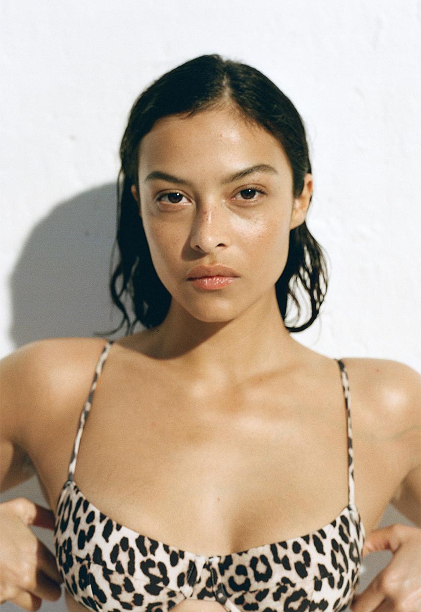 H&M - Bikini top - light beige leopard print