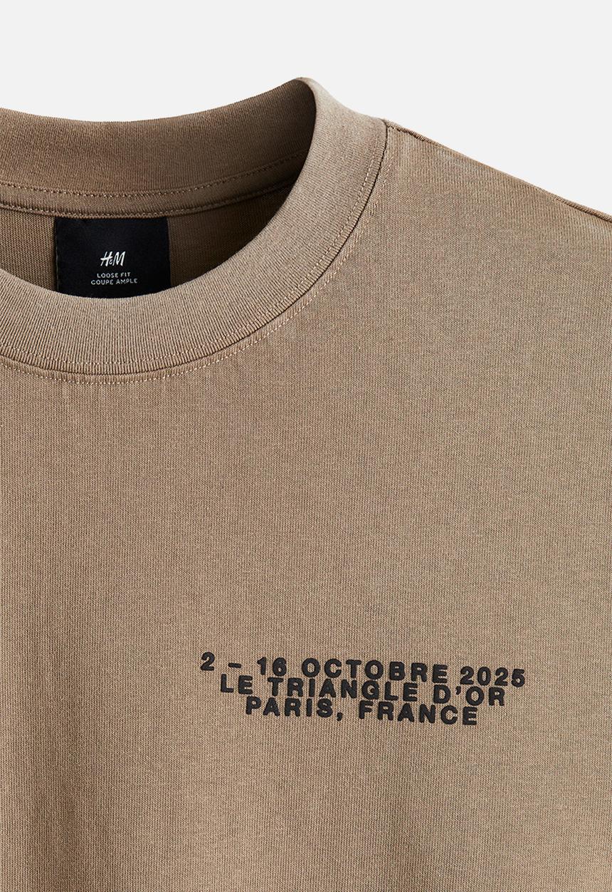 H&M - Loose fit washed t-shirt - dark beige le triangle d'or 