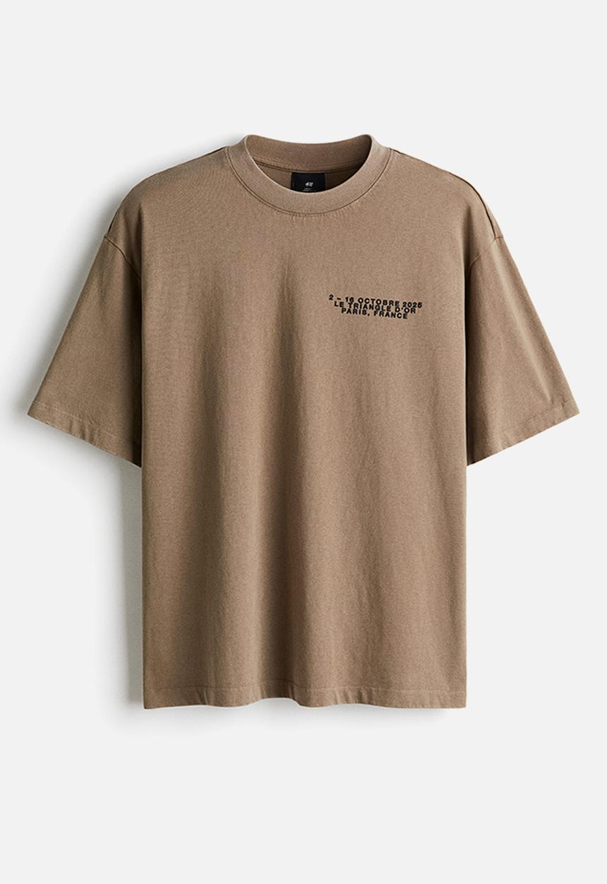 H&M - Loose fit washed t-shirt - dark beige le triangle d'or 