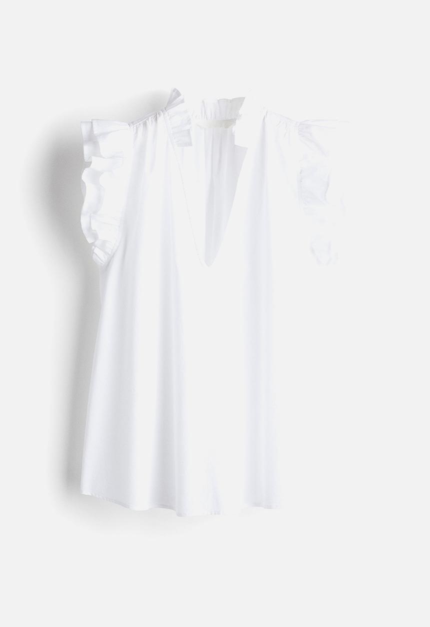 H&M - Frill-trimmed blouse - white