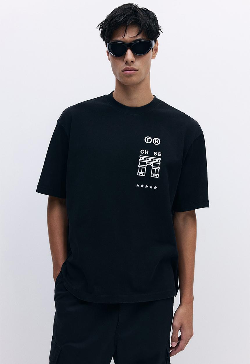 H&M - Loose fit washed t-shirt - black triangle d'or