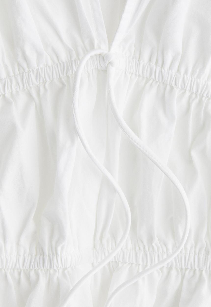 H&M - Drawstring poplin blouse - white
