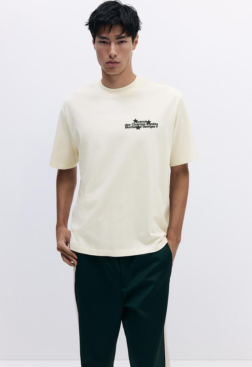 H&M - Loose fit washed t-shirt - beige/avenue
