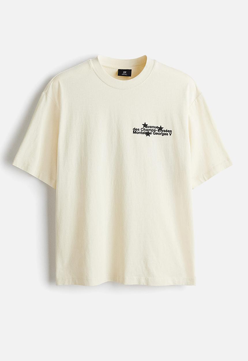H&M - Loose fit washed t-shirt - beige/avenue