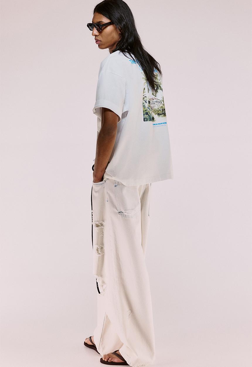 H&M - Oversized fit printed t-shirt - white the palmera collective