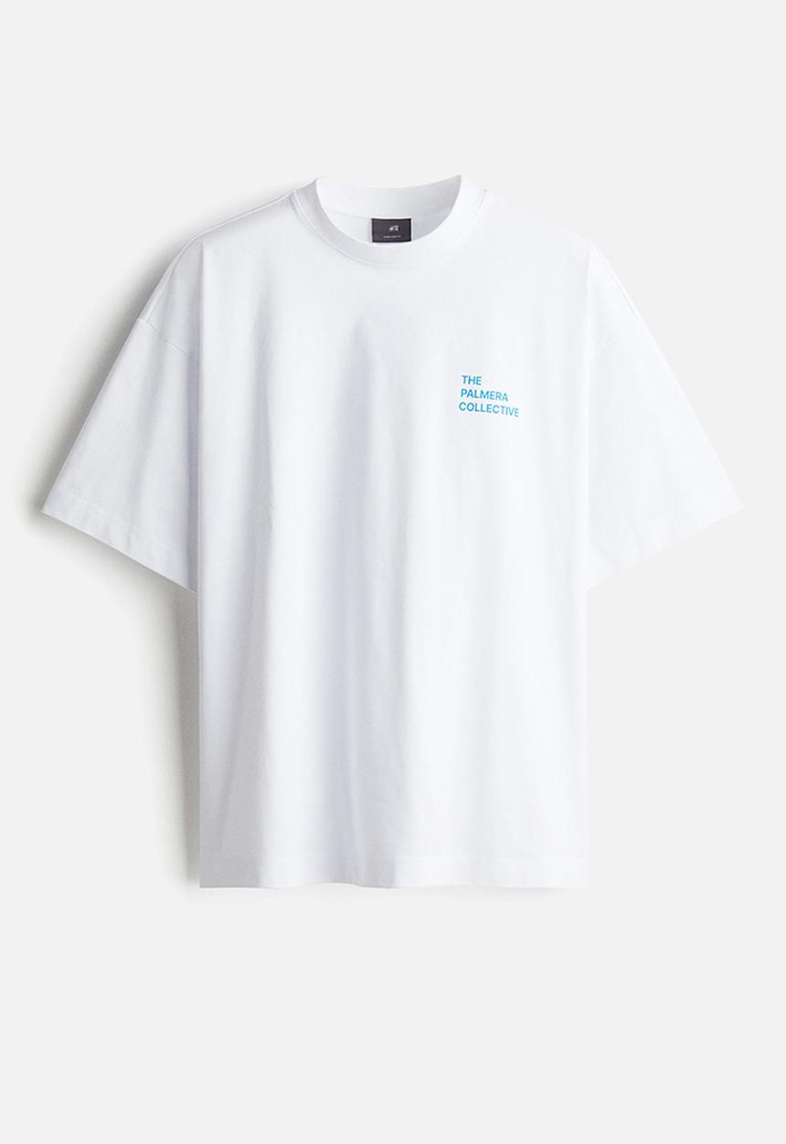 H&M - Oversized fit printed t-shirt - white the palmera collective