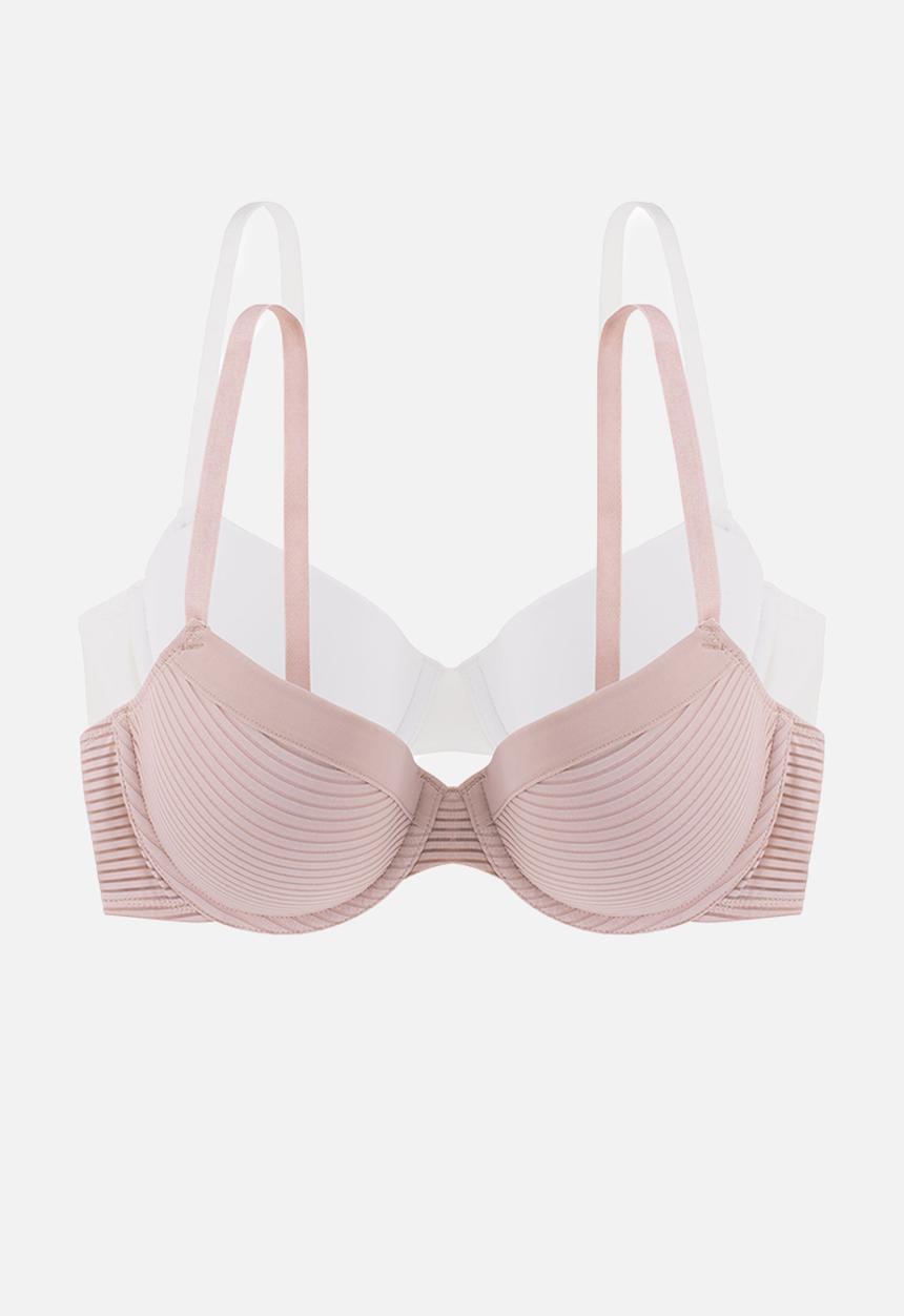DORINA - Louise 2 pack light padded demi - pink & ivory