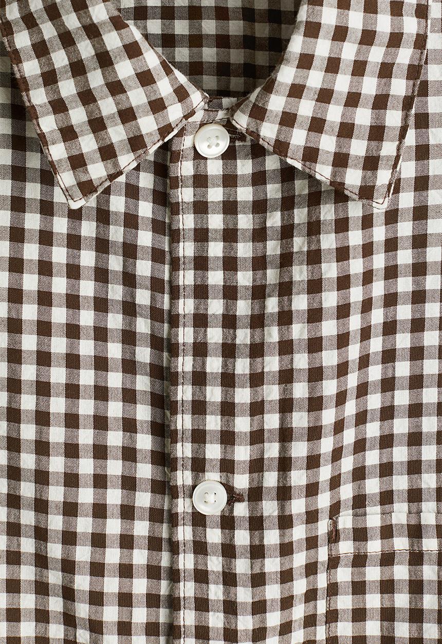 H&M - Regular fit short-sleeved shirt - brown gingham check