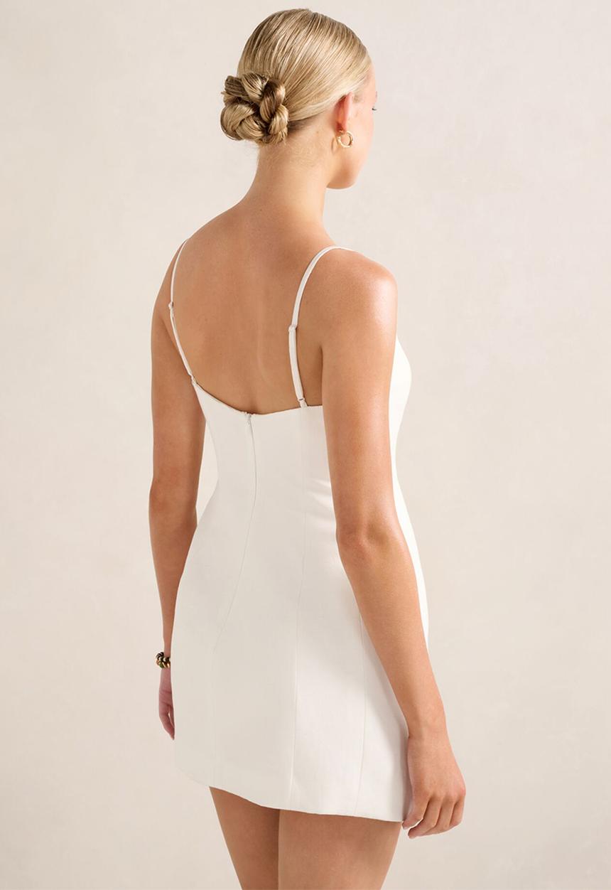 Forever New - Maura Structured Linen Mini Dress - Porcelain