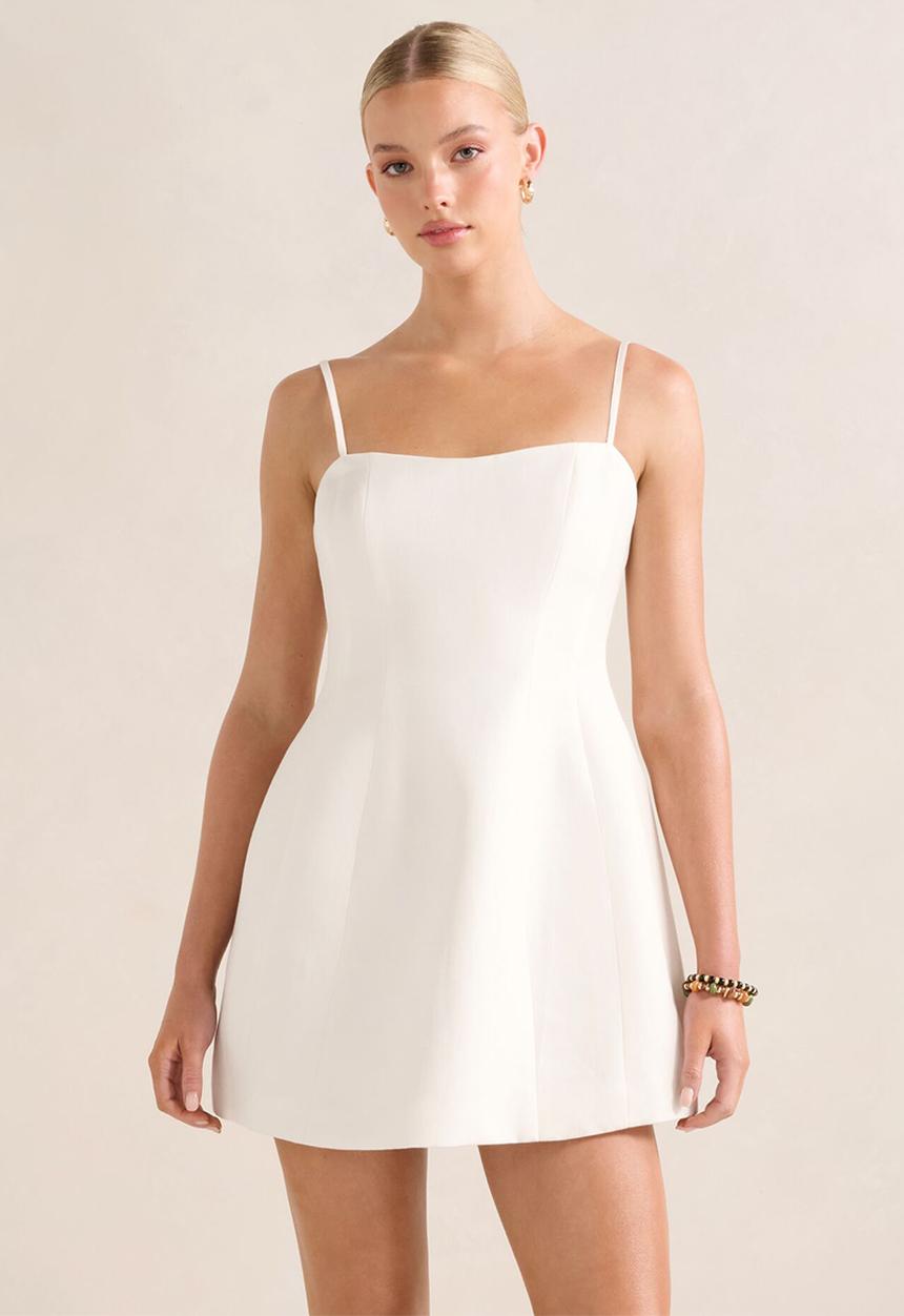 Forever New - Maura Structured Linen Mini Dress - Porcelain