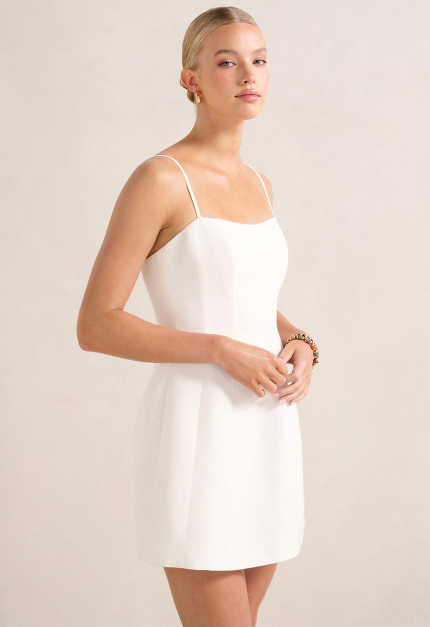 Forever New - Maura Structured Linen Mini Dress - Porcelain