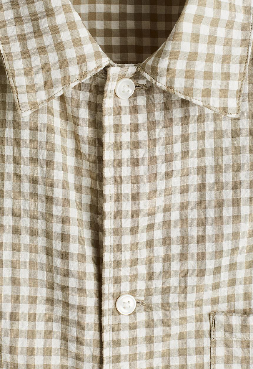 H&M - Regular fit short-sleeved shirt - beige checked
