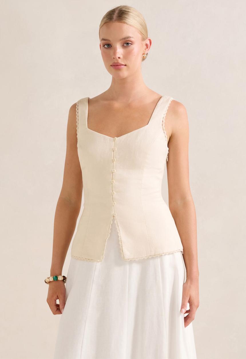 Forever New - Cinzia Trim Detail Top - Ivory
