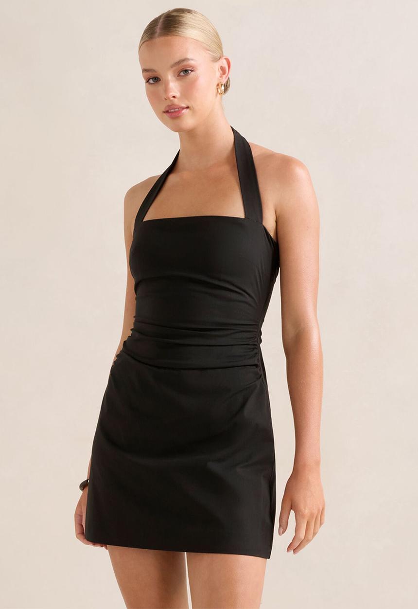 Forever New - Imogen Stretch Cotton Halter Mini Dress - Black