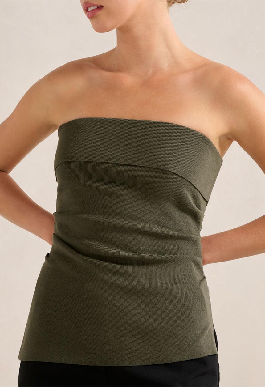 Forever New - Sofia Asymmetric Knit Top - Khaki
