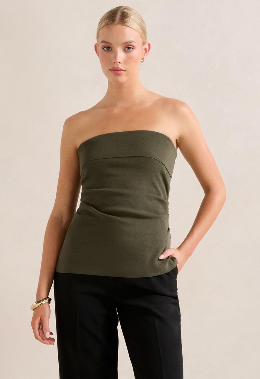 Forever New - Sofia Asymmetric Knit Top - Khaki