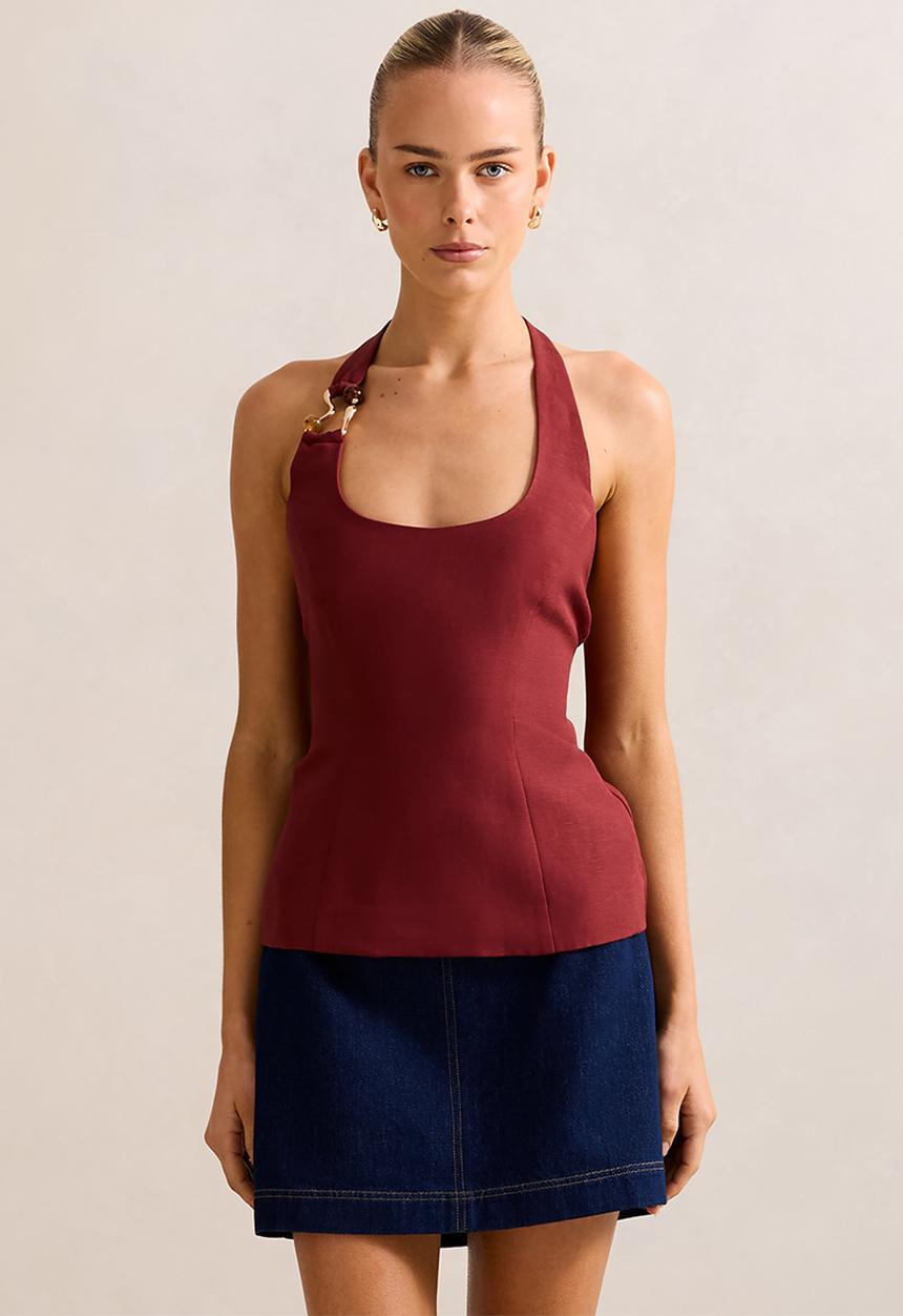 Forever New - Dina Hardware Linen Top