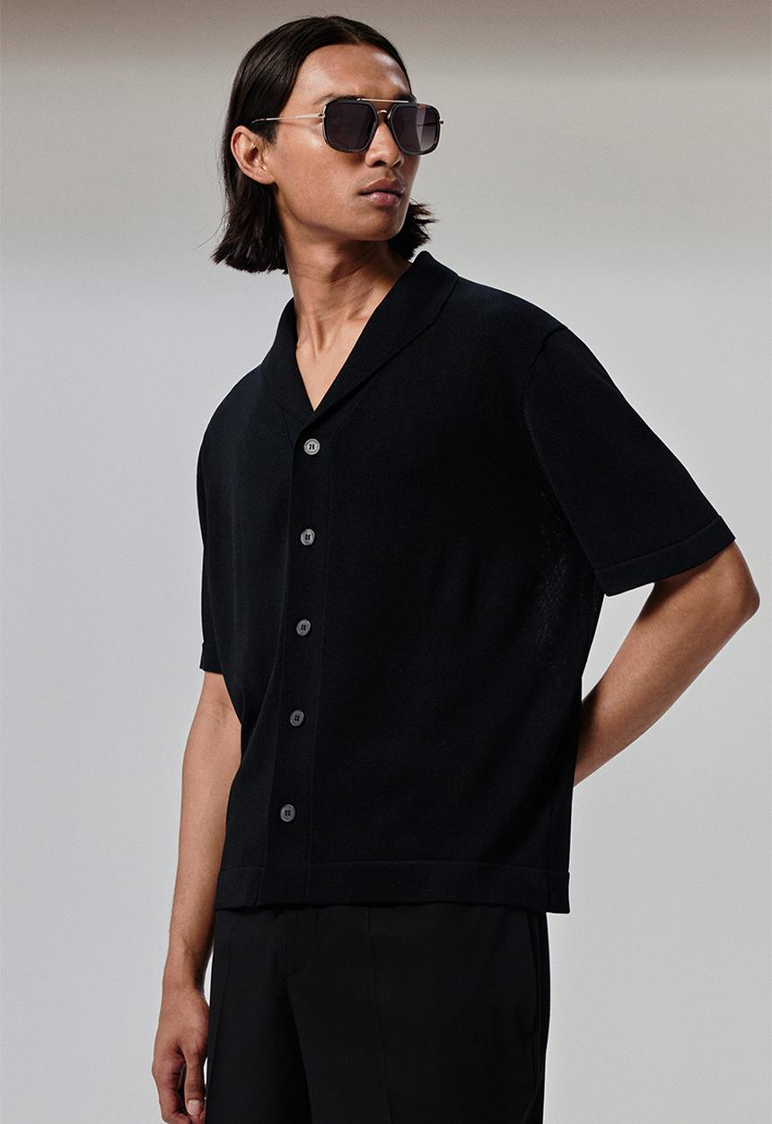 H&M - Regular fit fine-knit shirt - black