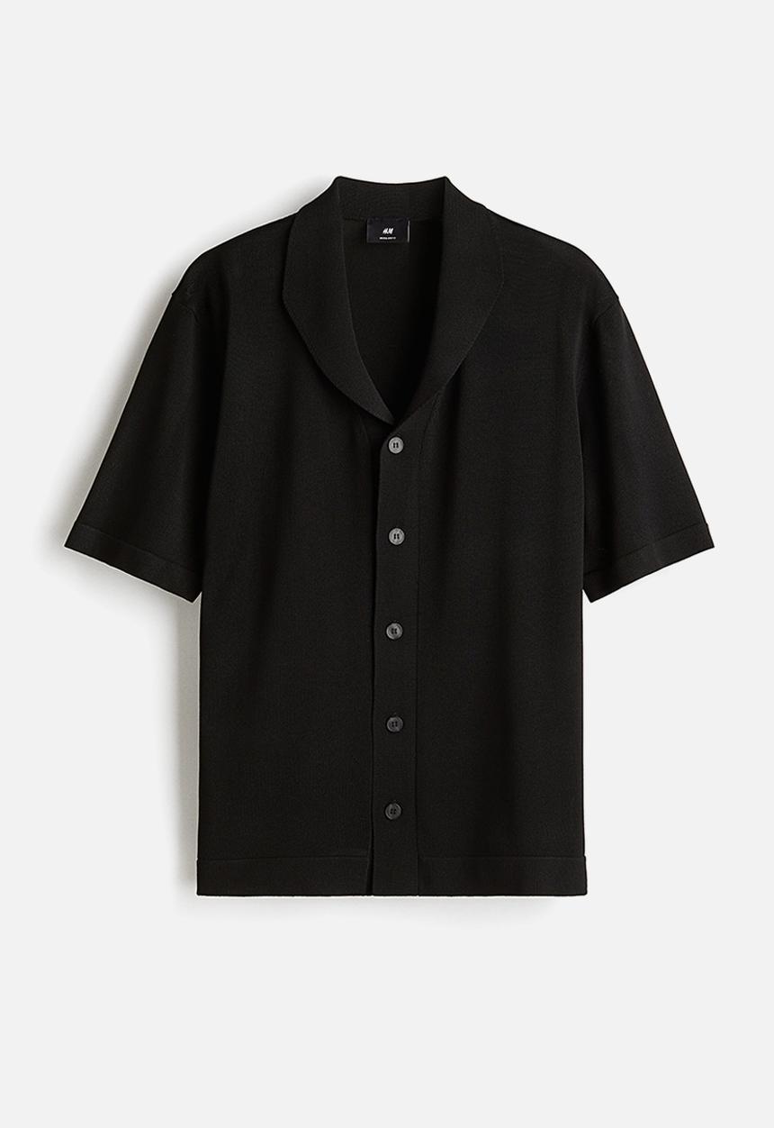 H&M - Regular fit fine-knit shirt - black
