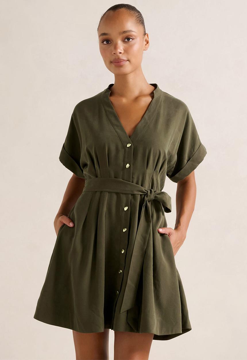 Forever New - Brydie Belted Mini Dress - Dark Green