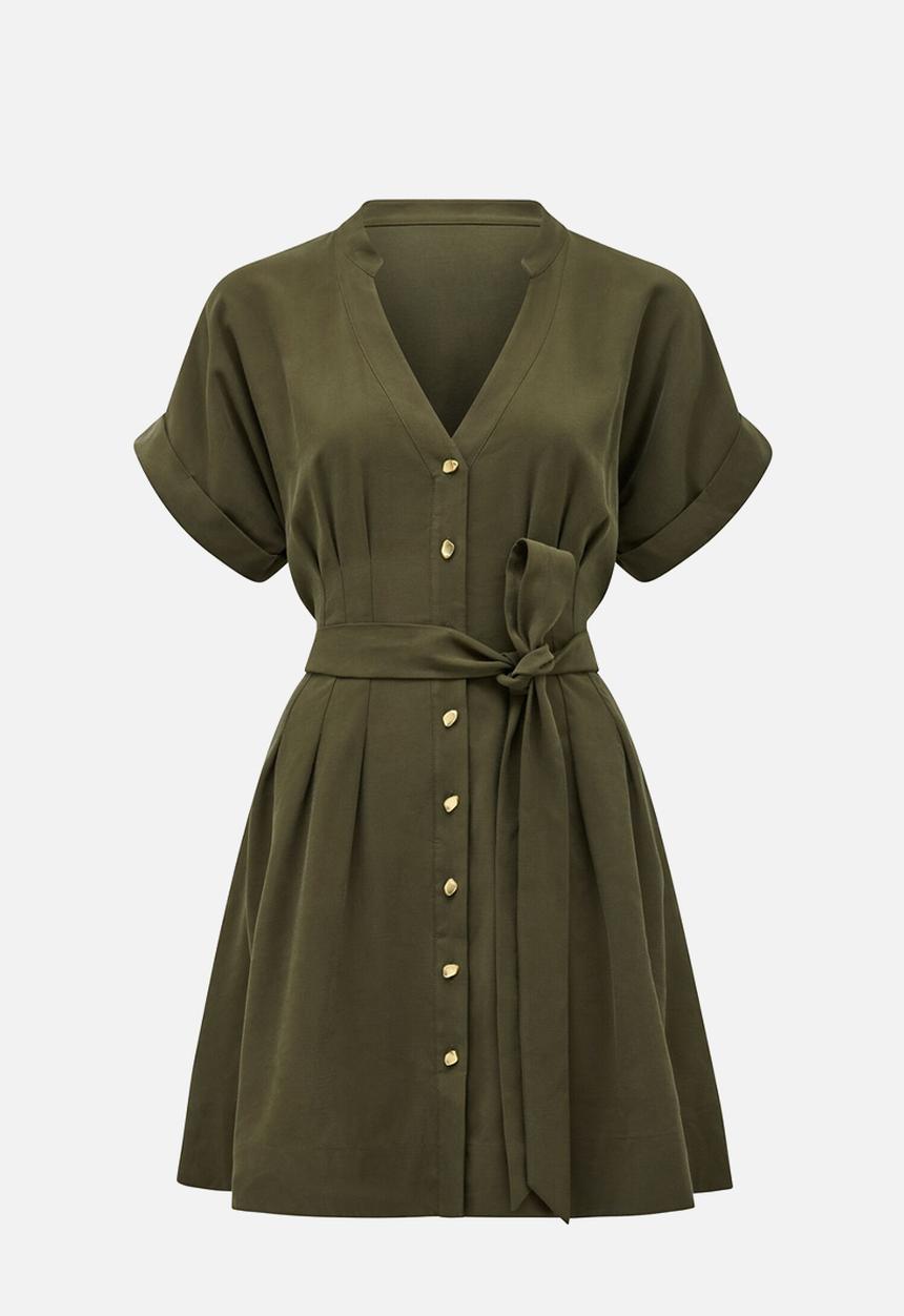 Forever New - Brydie Belted Mini Dress - Dark Green