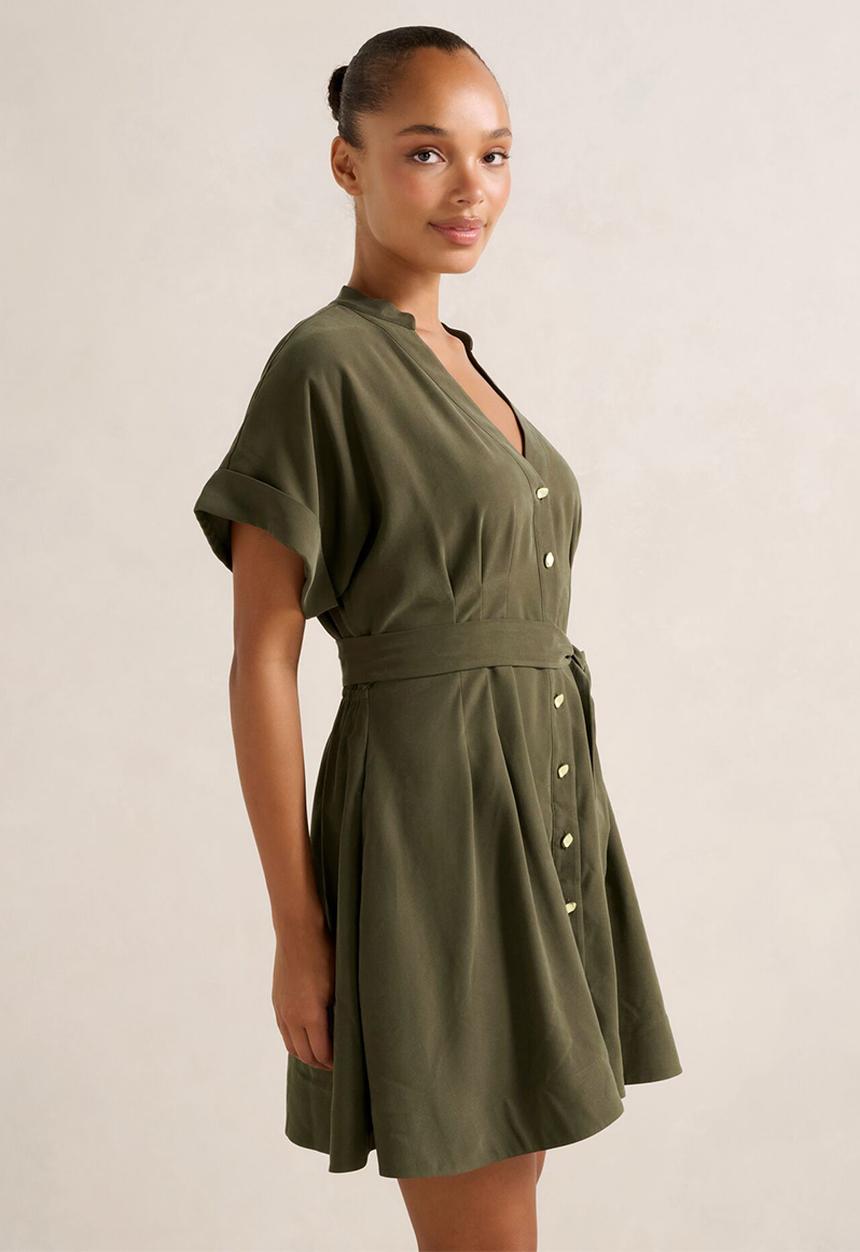 Forever New - Brydie Belted Mini Dress - Dark Green