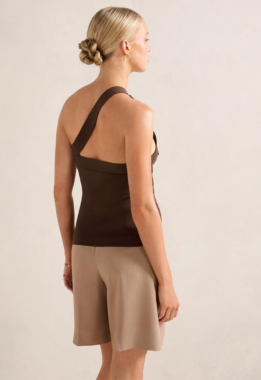 Forever New - Monroe Asymmetric Knit Top - Chocolate