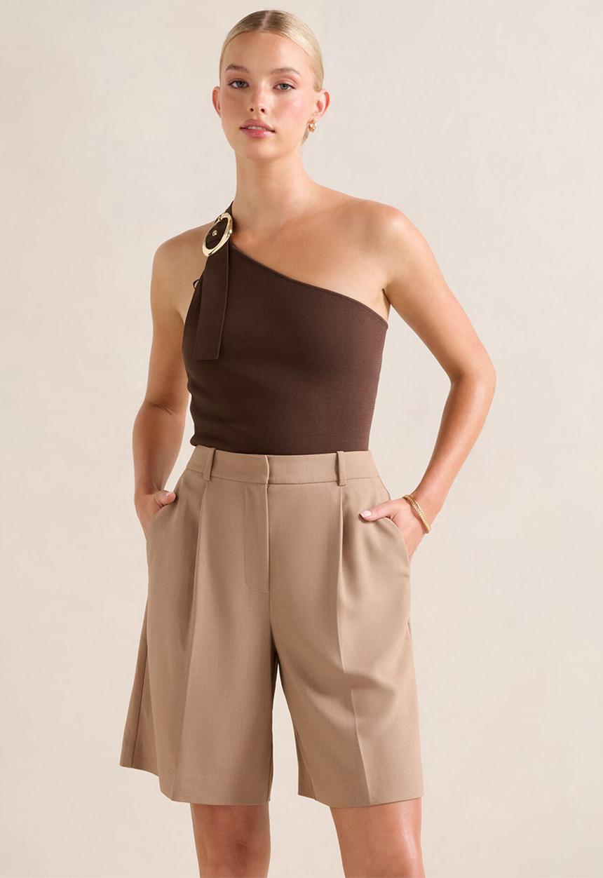 Forever New - Monroe Asymmetric Knit Top - Chocolate